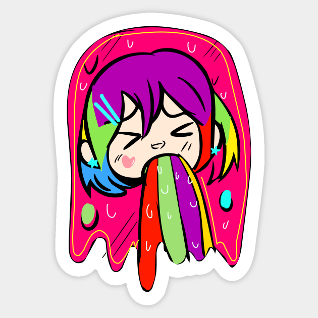 Gothic Puke Rainbow Girl Sticker by Nicheek